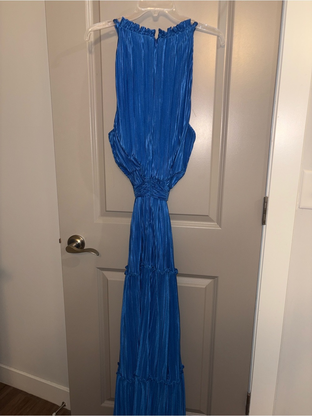 AQUA Royal Blue Pleated Maxi Dress